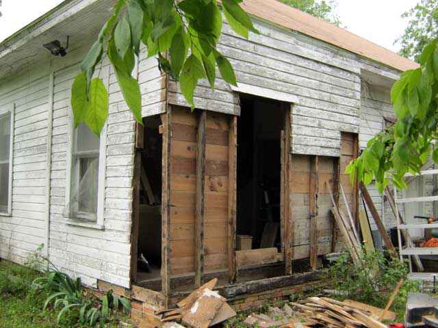 The damaged addition on my Mom's house.