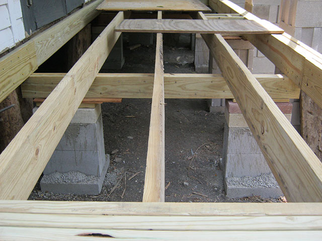 The porch framing looking south.